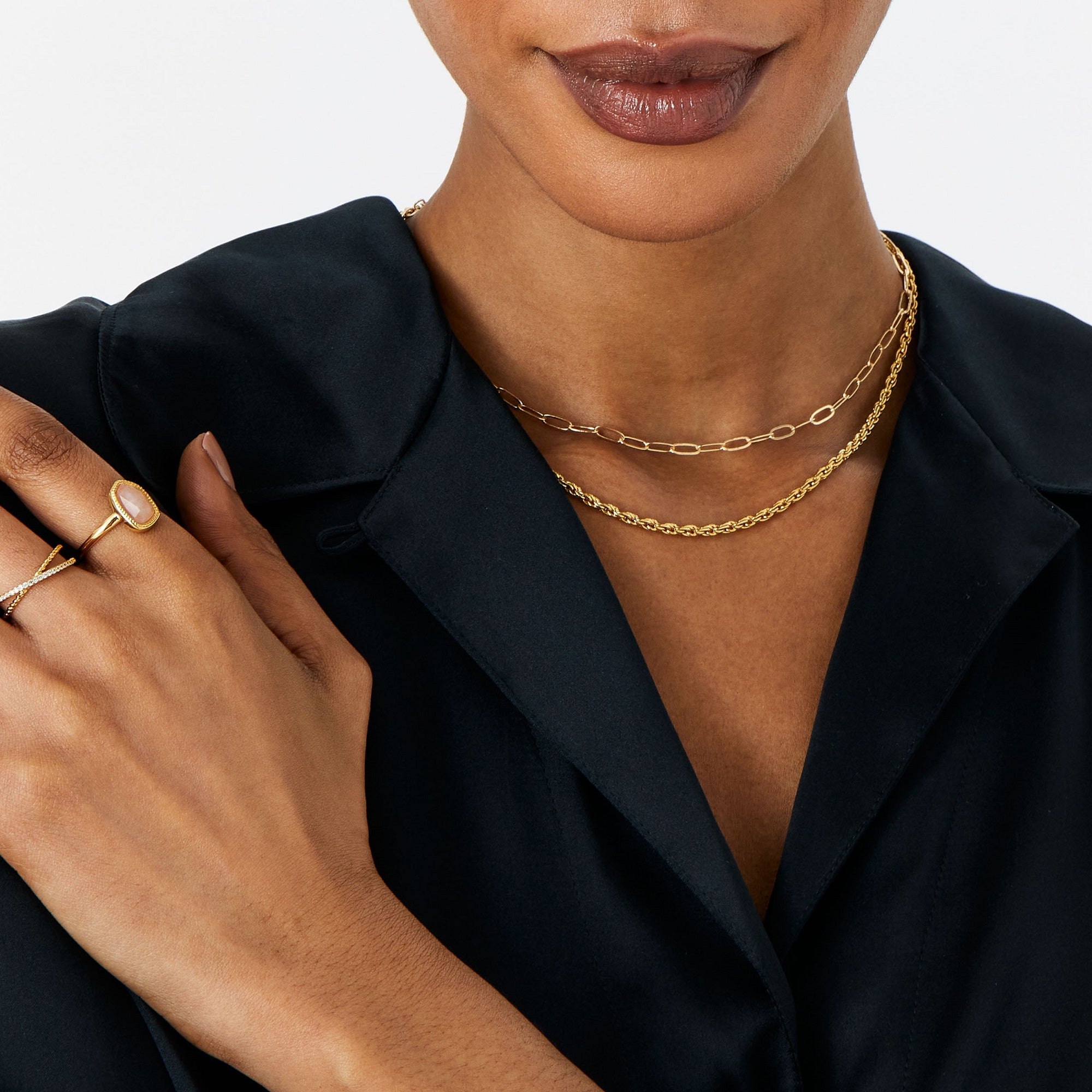 Real Gold Plated Irregular Healing Stone Ring Rose Quartz For Women By Accessorize London