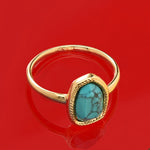 Real Gold Plated Irregular Healing Stone Ring Turq For Women By Accessorize London