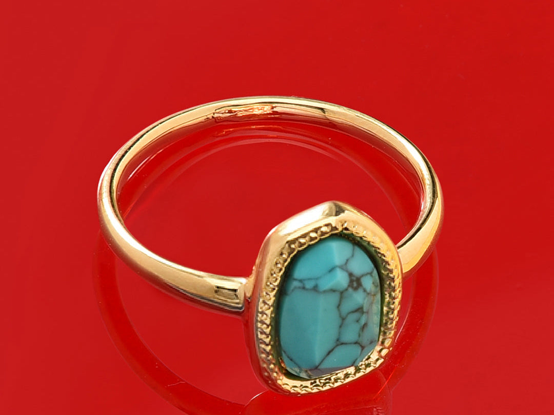 Real Gold Plated Irregular Healing Stone Ring Turq For Women By Accessorize London