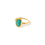 Real Gold Plated Irregular Healing Stone Ring Turq For Women By Accessorize London