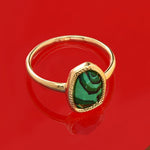 Real Gold Plated Irregular Healing Stone Ring Malachite For Women By Accessorize London