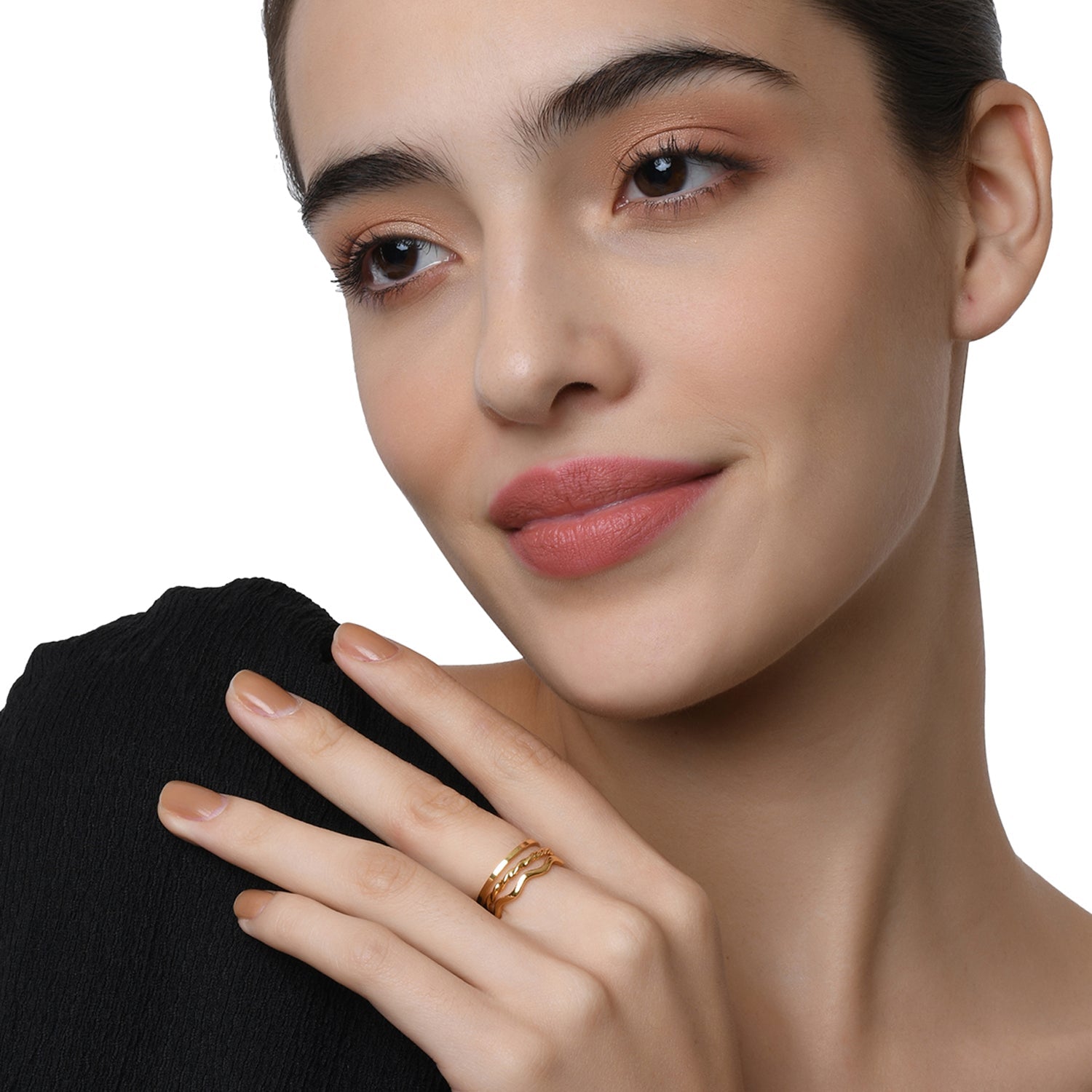 Real Gold Plated Set Of 3 Mixed Design Ring Pack For Women By Accessorize London-Medium