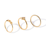Real Gold Plated Set of 3 Diamond Ring Set For Women By Accessorize London