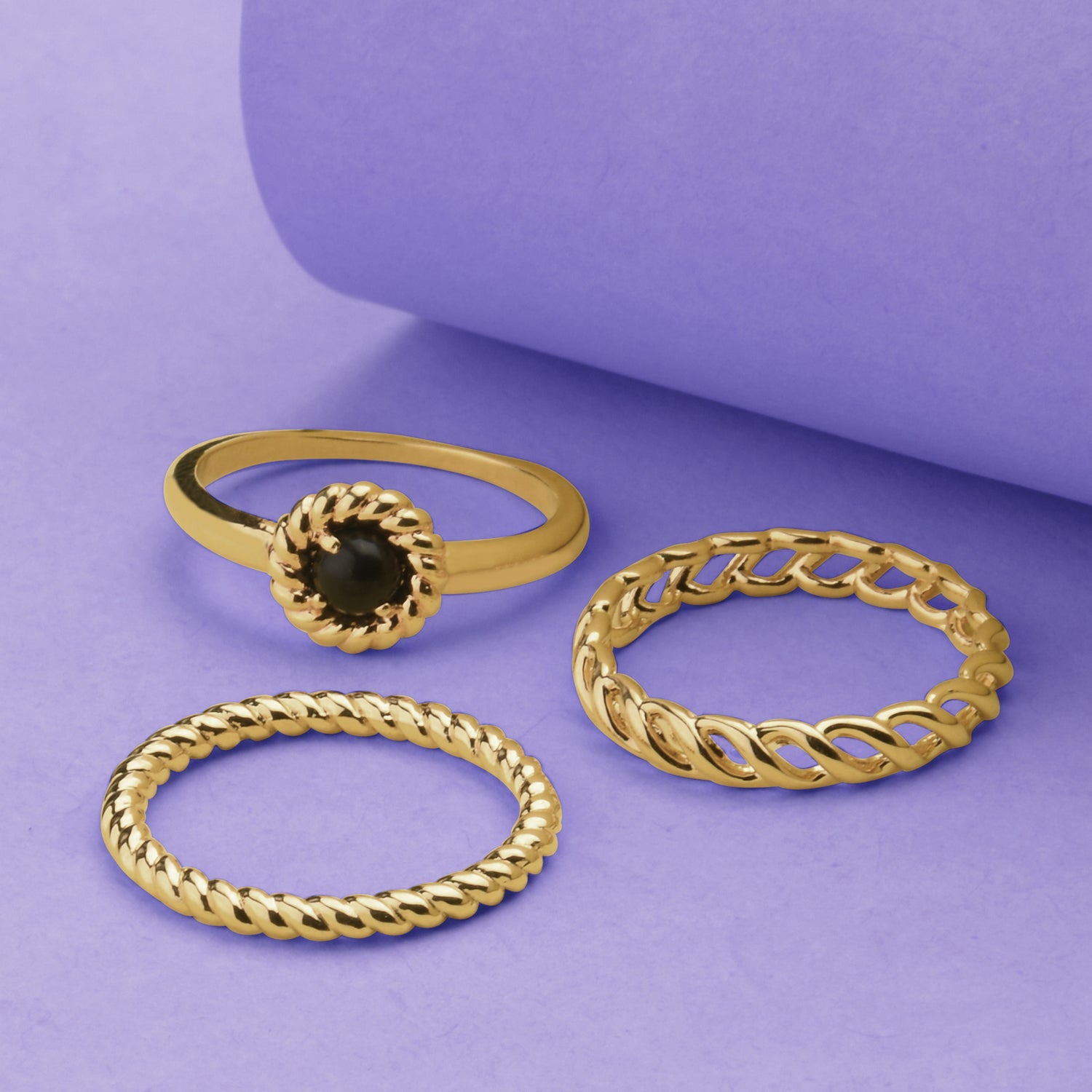 Buy Small Gold Plated Diamond Ring Set