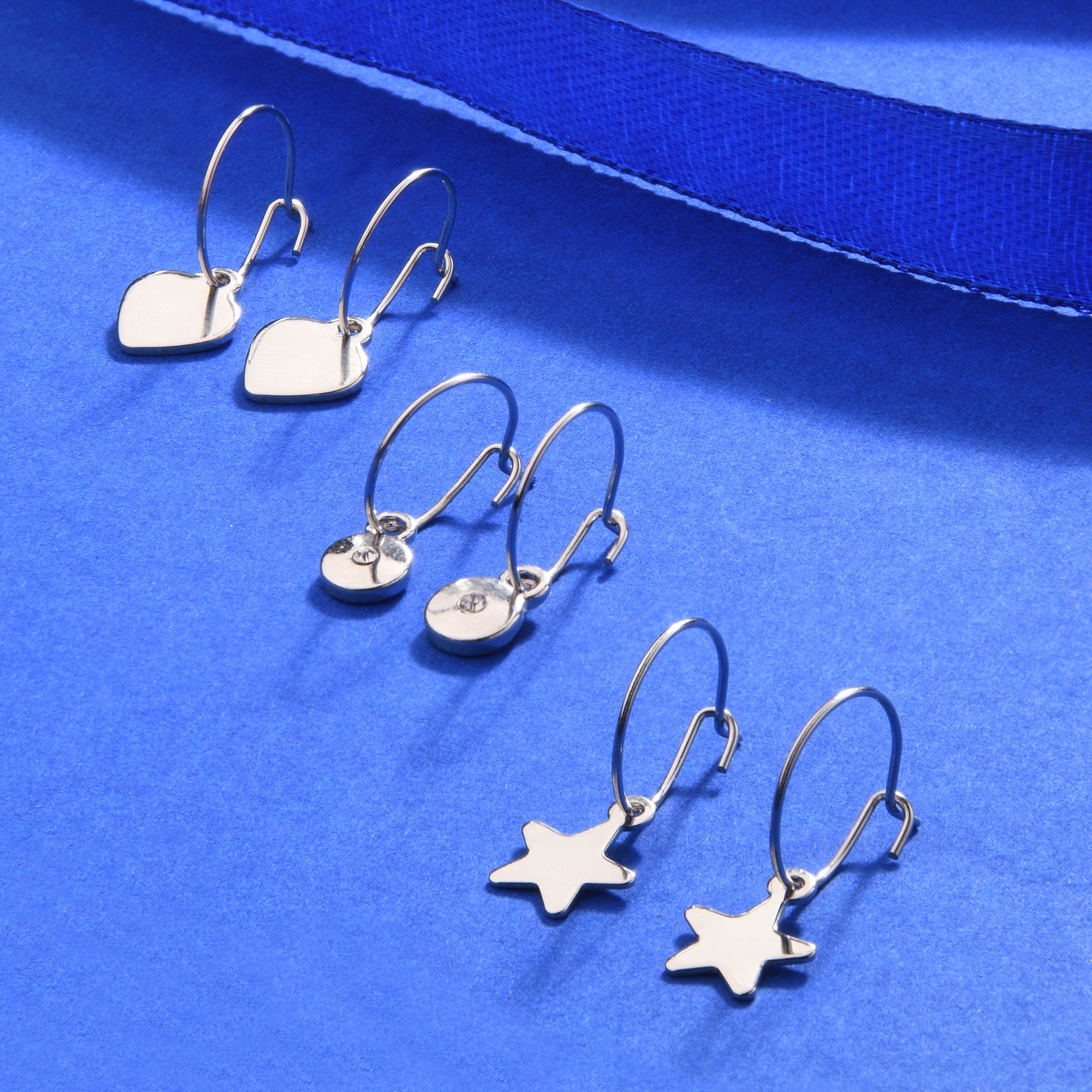 Accessorize London Women'S Silver 3X Stars Hoop Pack