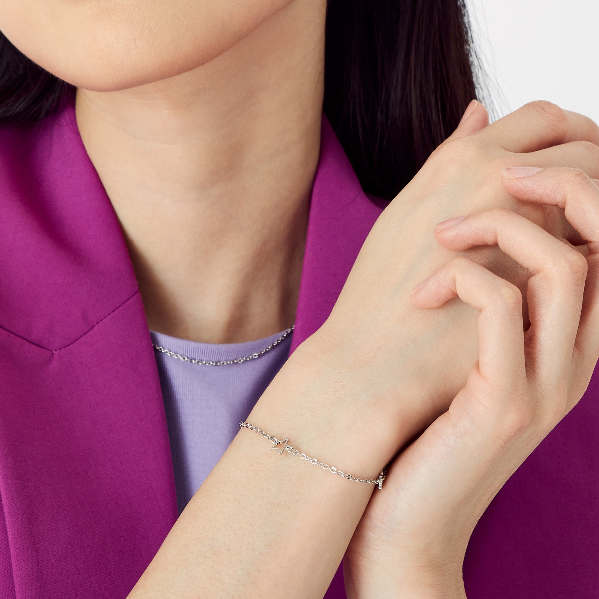 Accessorize London Women'S Silver Stars Clasp Bracelet