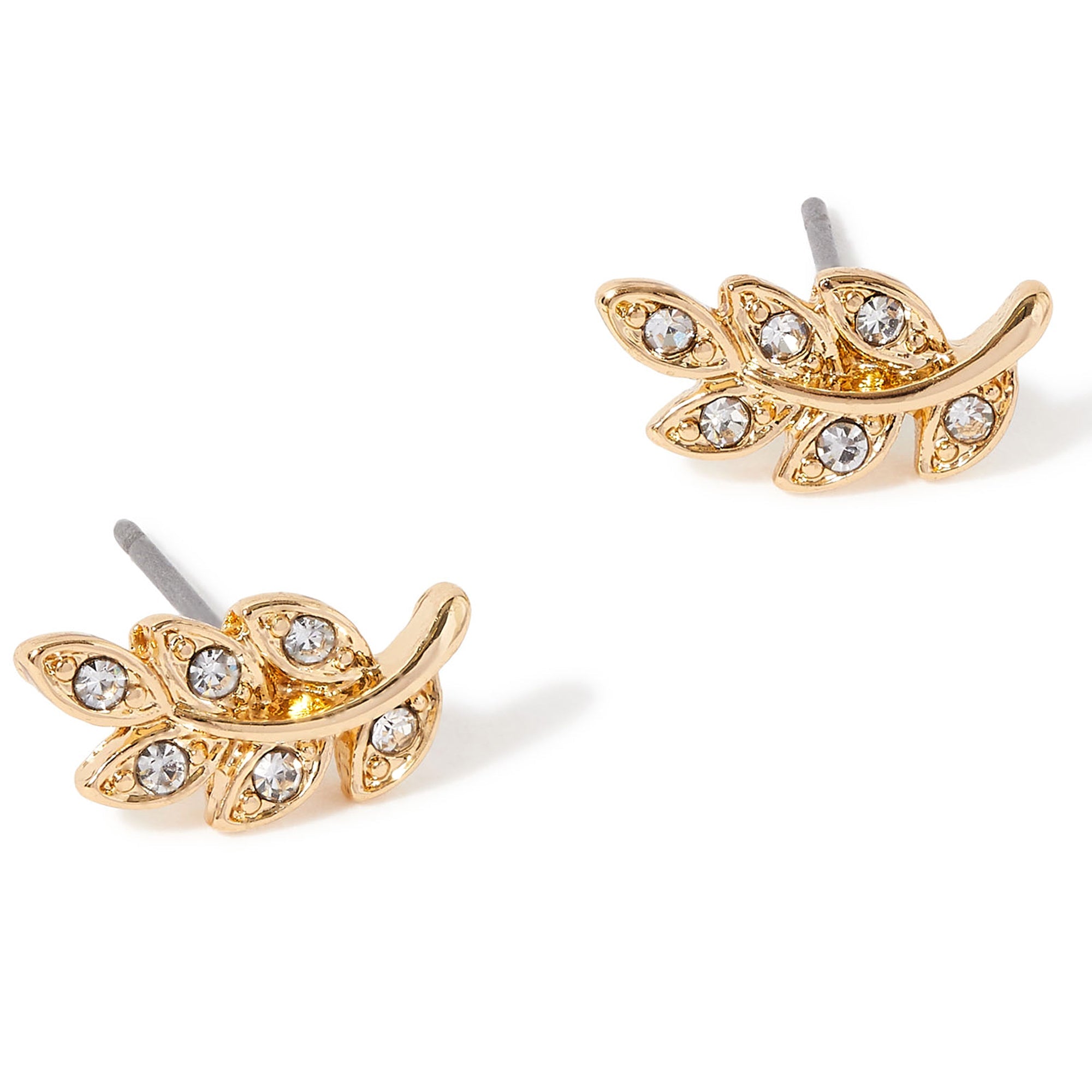 LEAH White Crystal Leaf Stud Earrings – Victoria met Albert