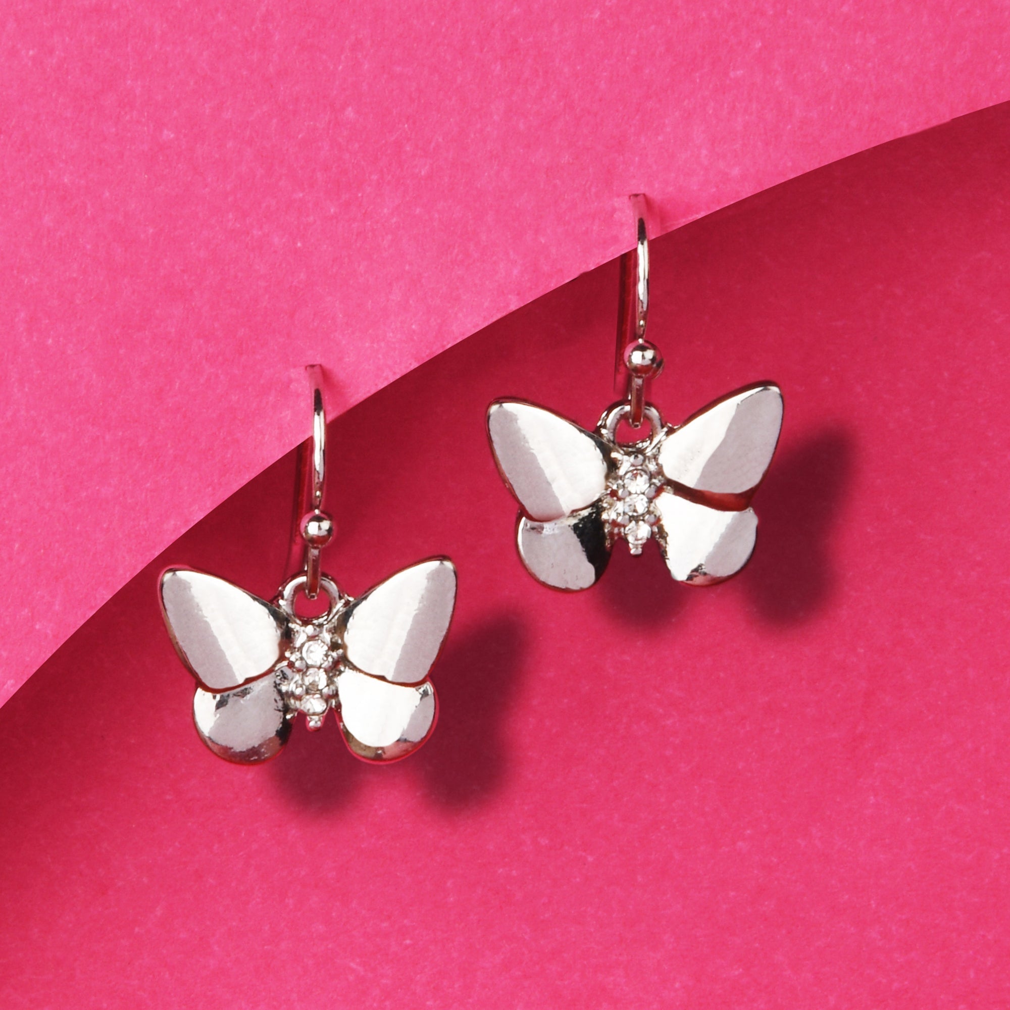 Accessorize London Women'S Silver Butterfly Pave Short Drop Earring