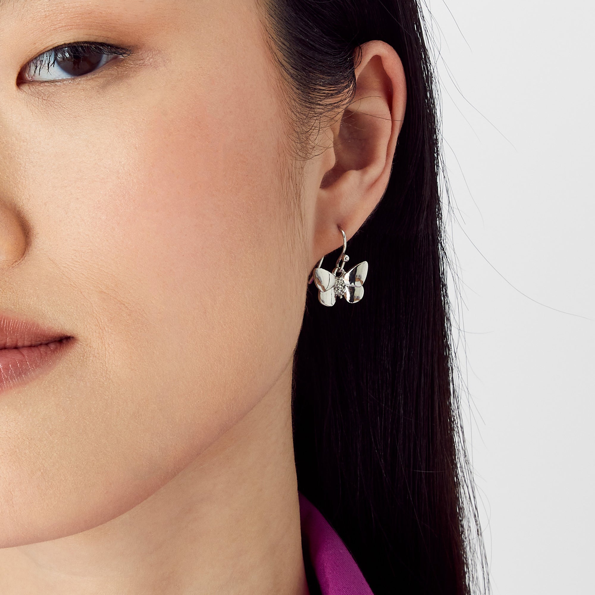 Accessorize London Women'S Silver Butterfly Pave Short Drop Earring
