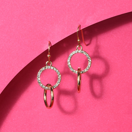 Accessorize London Women'S Gold Pave Linked Circles Short Drop Earring