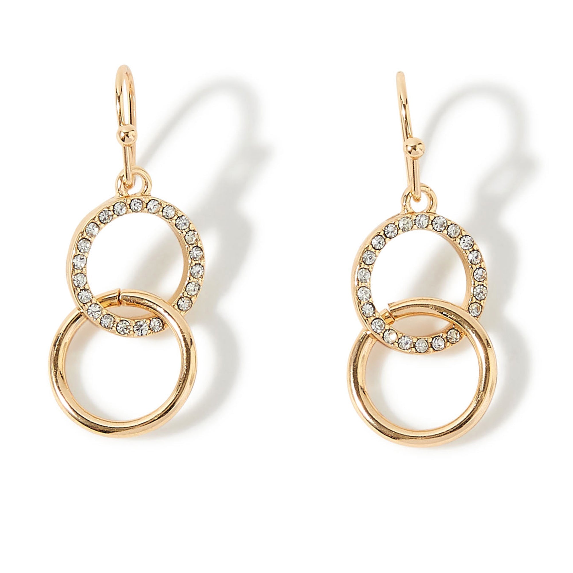 Accessorize London Women'S Gold Pave Linked Circles Short Drop Earring