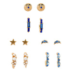 Accessorize London Women's blue Celestial 6 X Pearl & Moon Hoop Pack