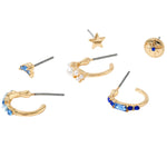 Accessorize London Women's blue Celestial 6 X Pearl & Moon Hoop Pack