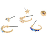 Accessorize London Women's blue Celestial 6 X Pearl & Moon Hoop Pack