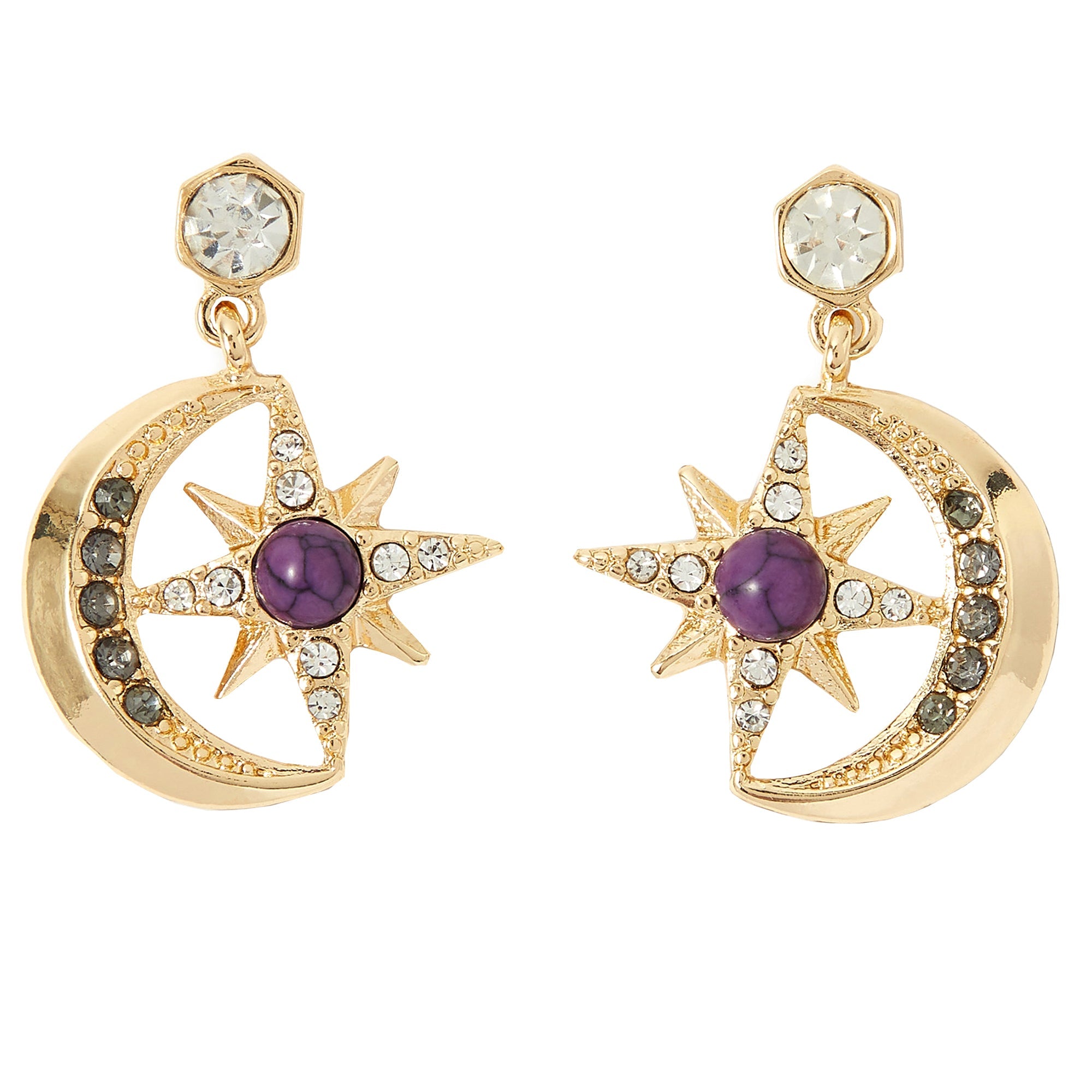 Accessorize London Women's Crystal Celestial Statement Star Moon Earring