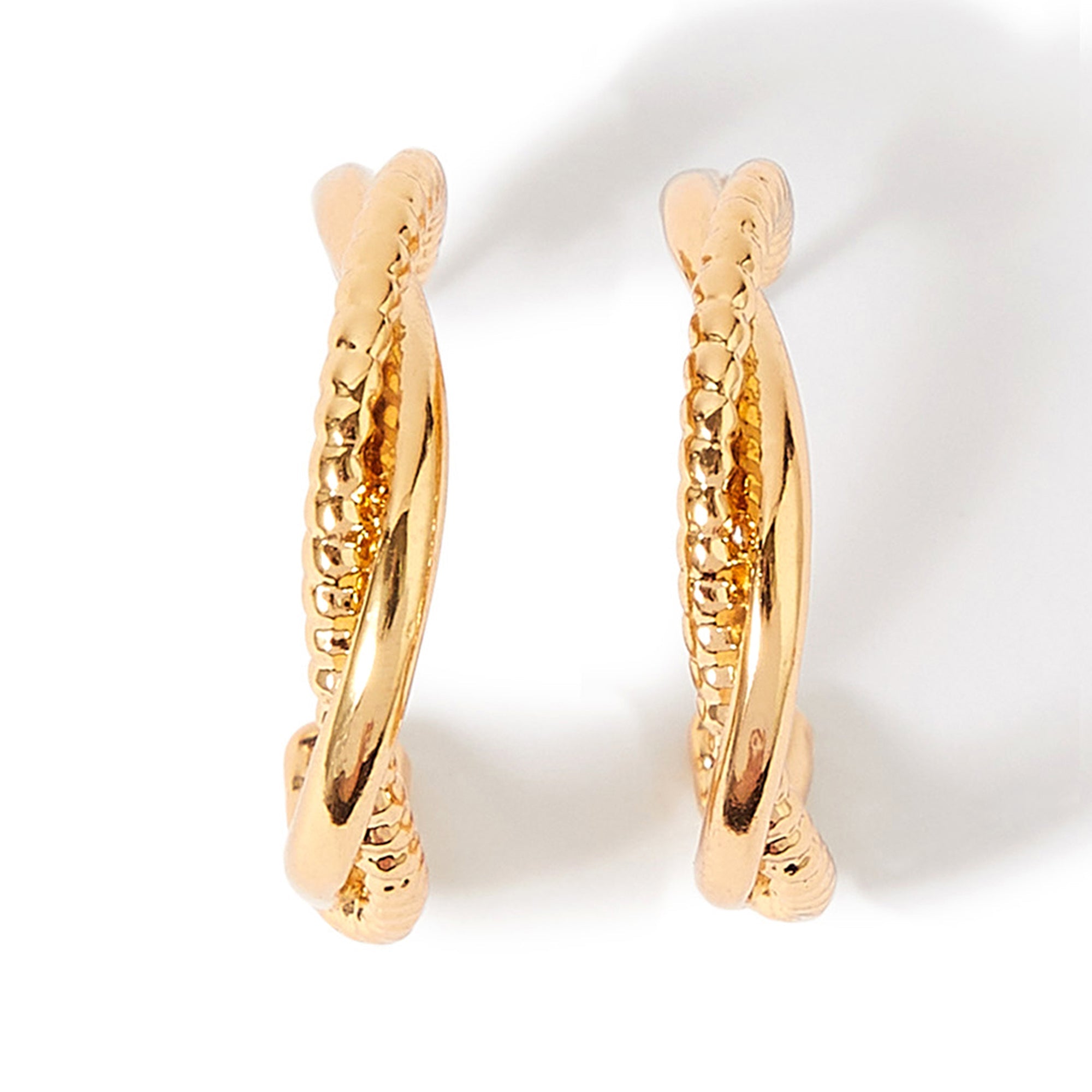 Accessorize London Women's gold Super Classics Twist Textured Hoops Earring