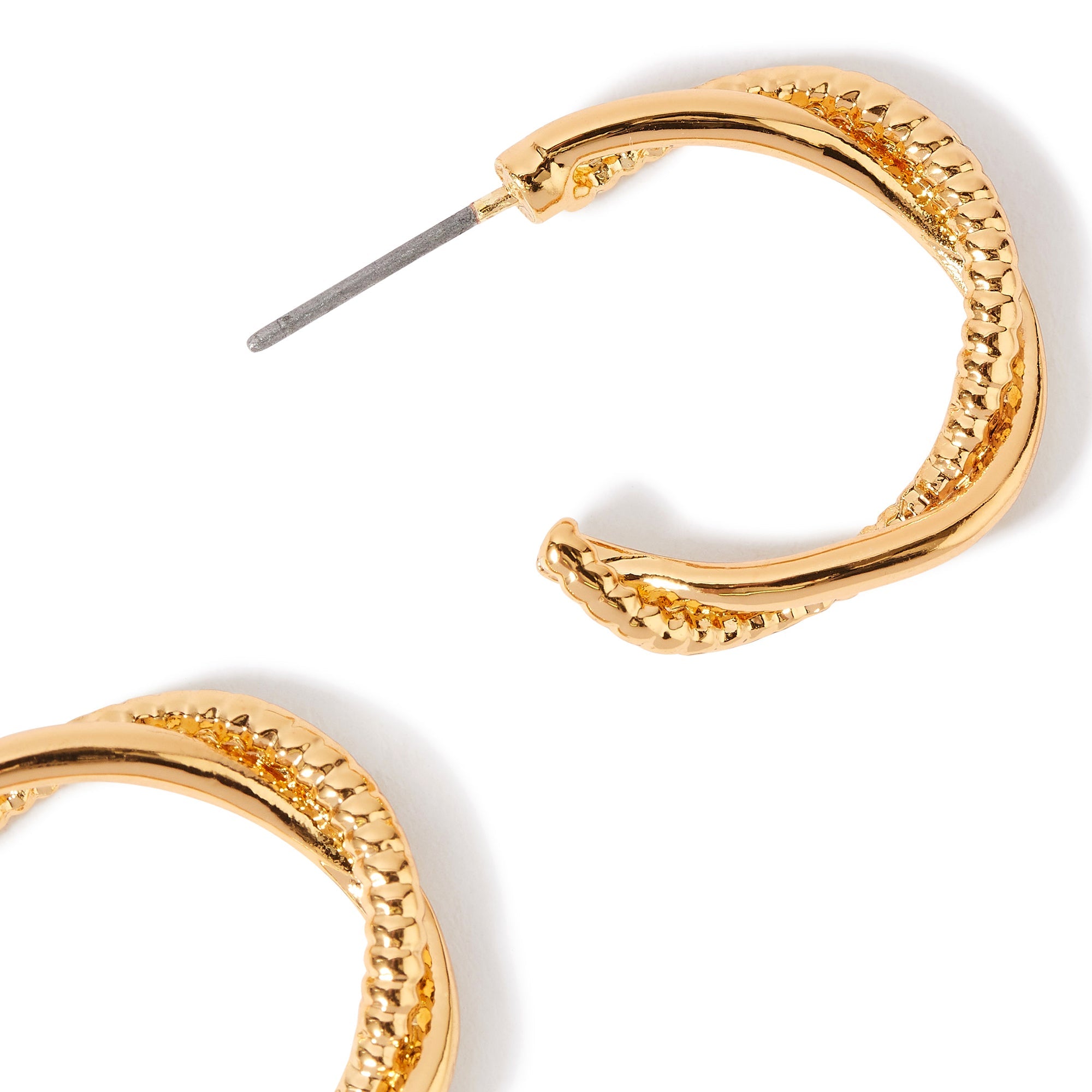 Accessorize London Women's gold Super Classics Twist Textured Hoops Earring