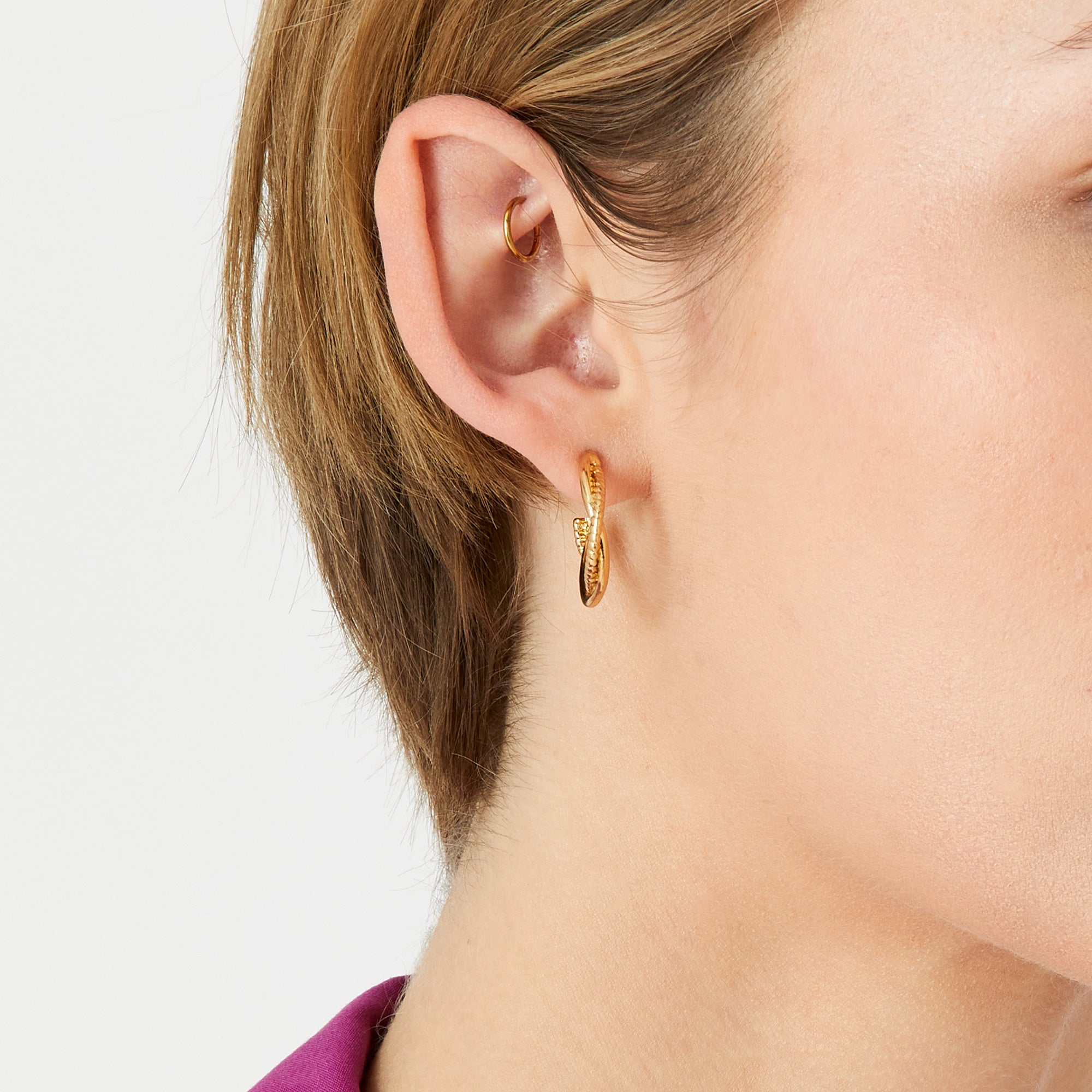 Accessorize London Women's gold Super Classics Twist Textured Hoops Earring