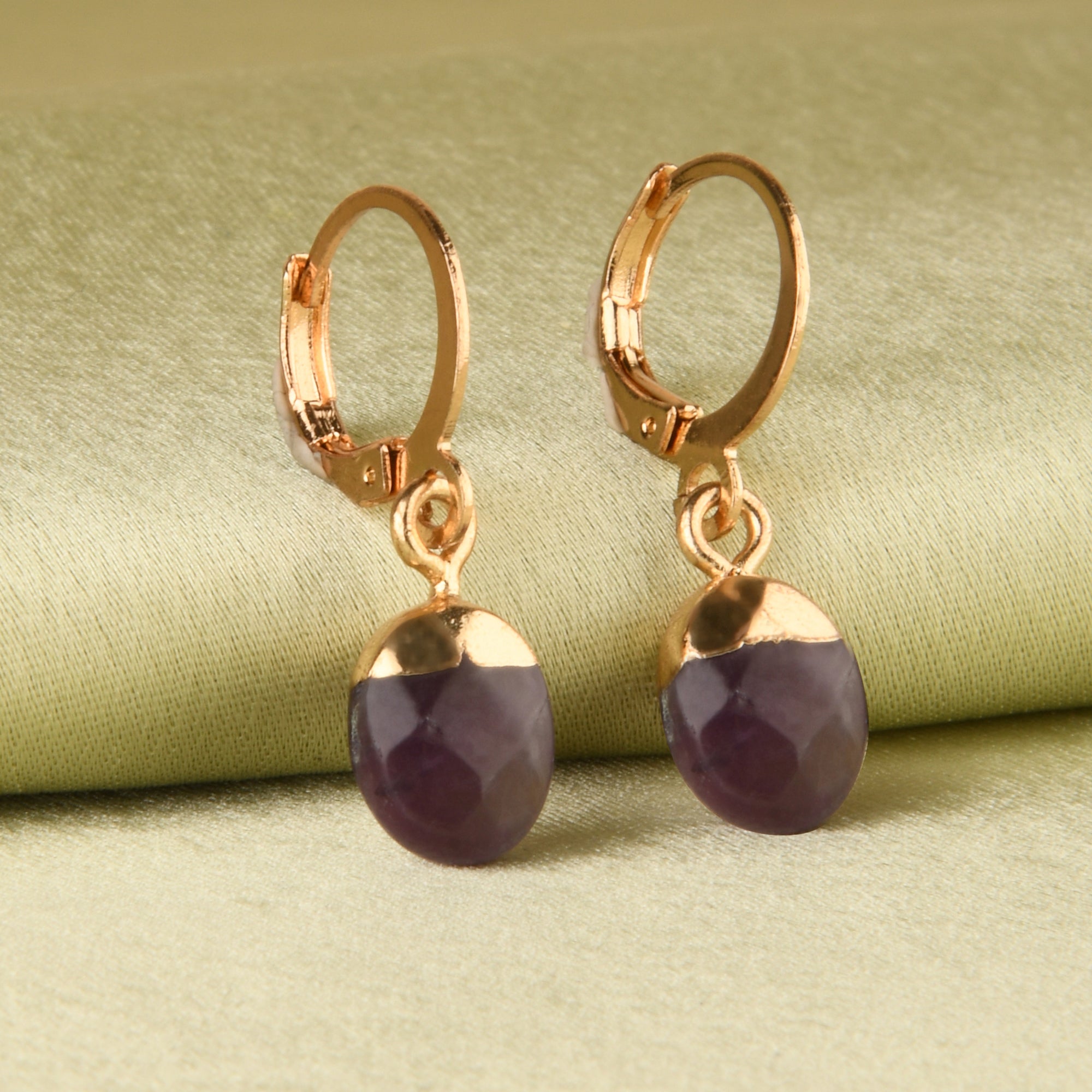 Accessorize London Women's purple Celestial Stone Drop Huggie Hoop Earring