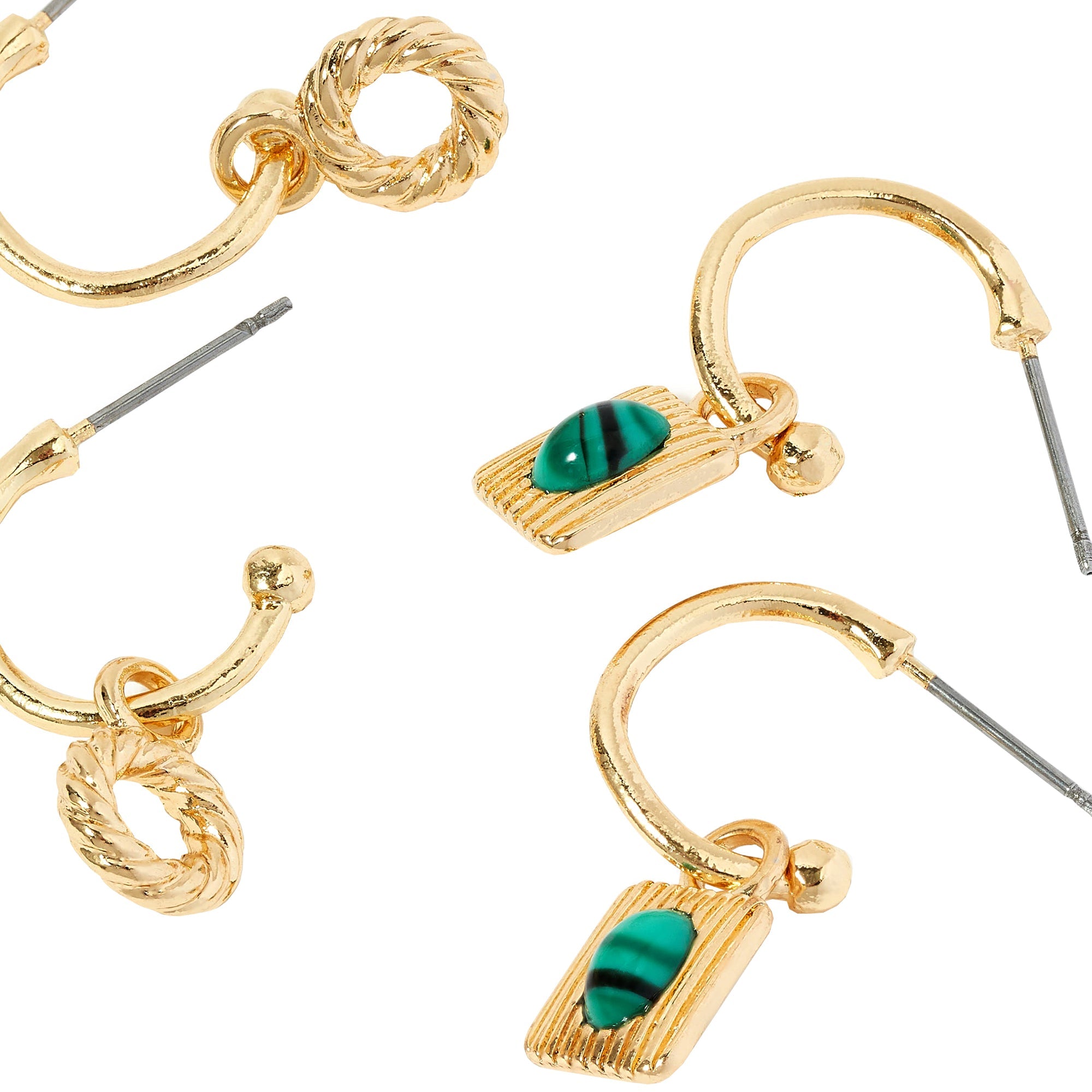 Accessorize London Women's green Super Classics 6 X Stud & Hoop Pack