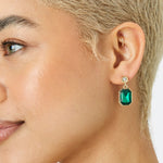 Accessorize London Women's green Willow Statement Stone Rectangle Earring