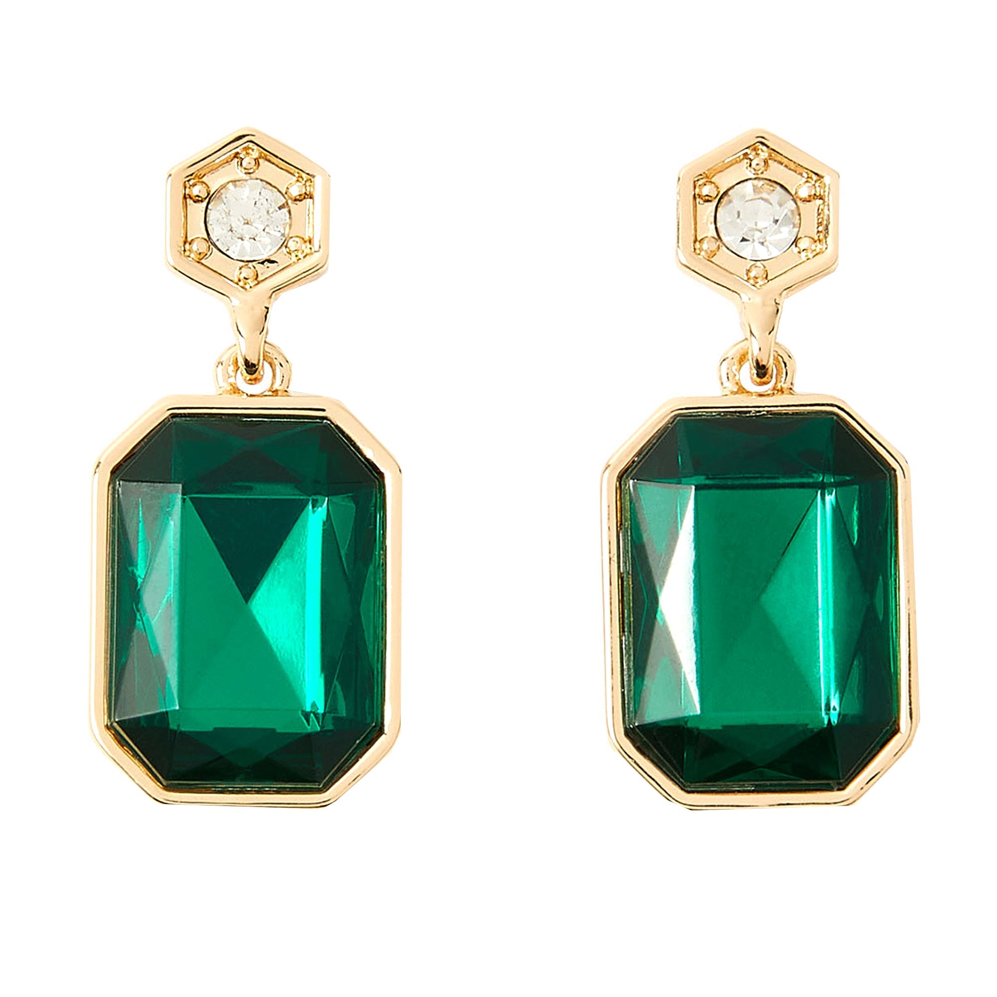 Accessorize London Women's green Willow Statement Stone Rectangle Earring