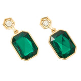 Accessorize London Women's green Willow Statement Stone Rectangle Earring