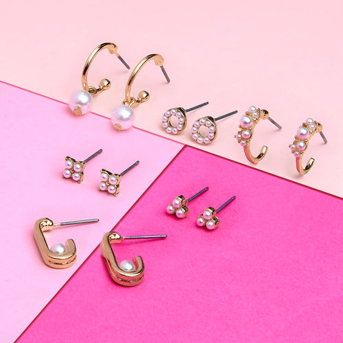 Accessorize London Women's pearl Willow Pearls Hoop & Stud Set