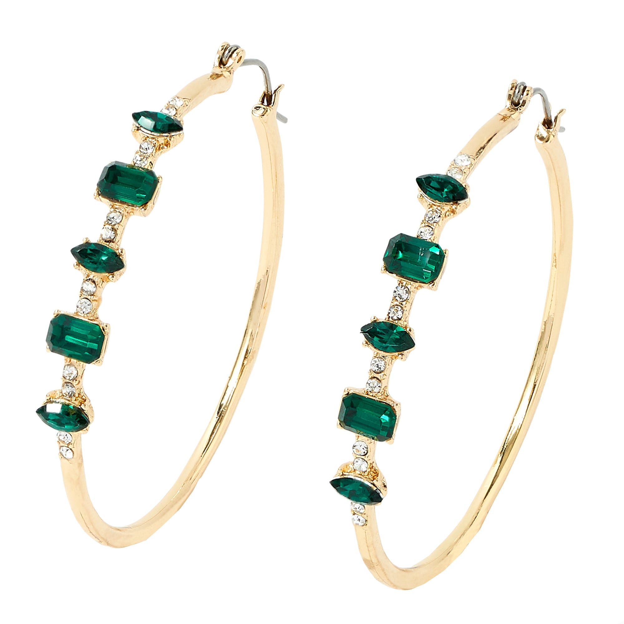 Accessorize London Women's green Willow Wire Station Crystal Hoops