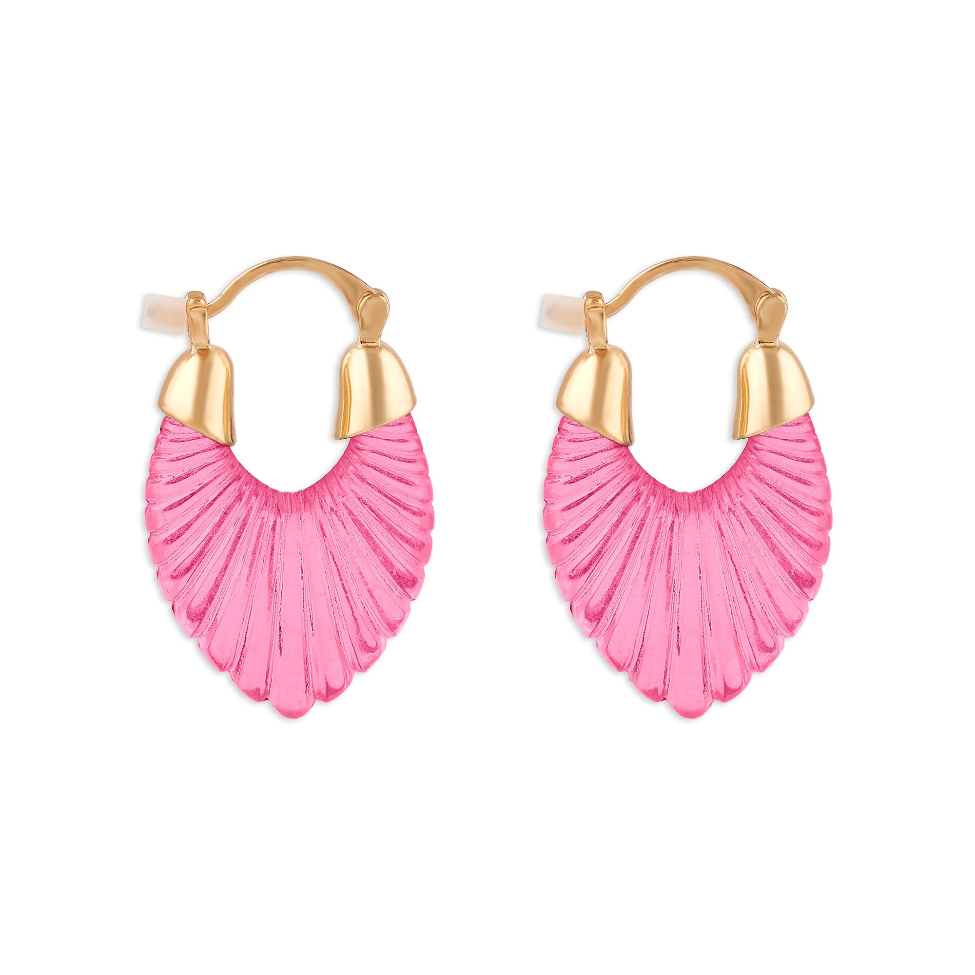 Accessorize London Women's Pink Willow Chunky Resin Oval Hoop Earring