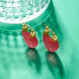 Accessorize London Women's Pink Willow Chunky Resin Oval Hoop Earring