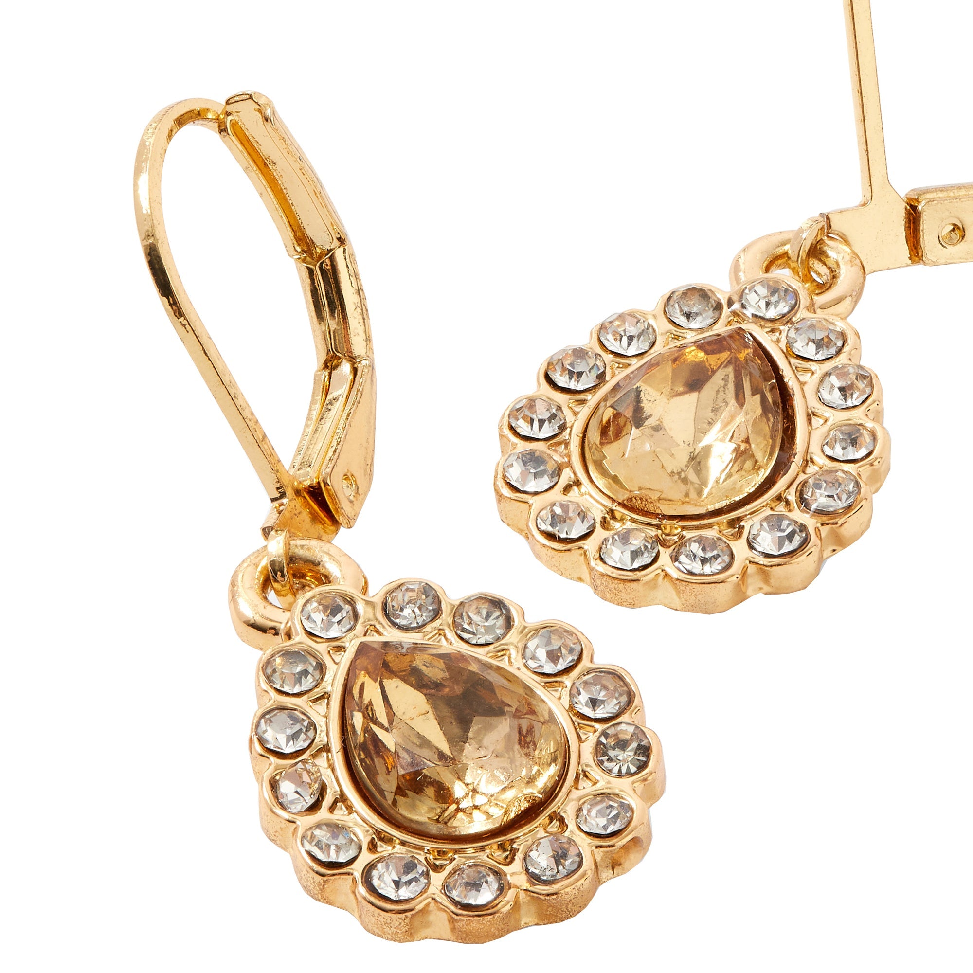 Accessorize London Women's Yellow Pave gem drop earrings