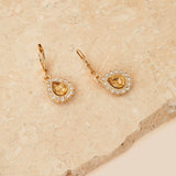 Accessorize London Women's Yellow Pave gem drop earrings