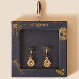 Accessorize London Women's Yellow Pave gem drop earrings