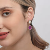 Accessorize London Women's Pink Oval statement short drop earrings