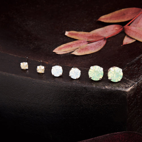 Accessorize London Women's Green Set of 3 Crystal Stud Earring