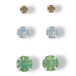 Accessorize London Women's Green Set of 3 Crystal Stud Earring