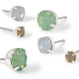 Accessorize London Women's Green Set of 3 Crystal Stud Earring
