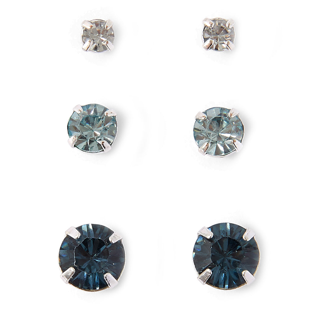 Accessorize London Women's Blue Set of 3 Crystal Stud Earring