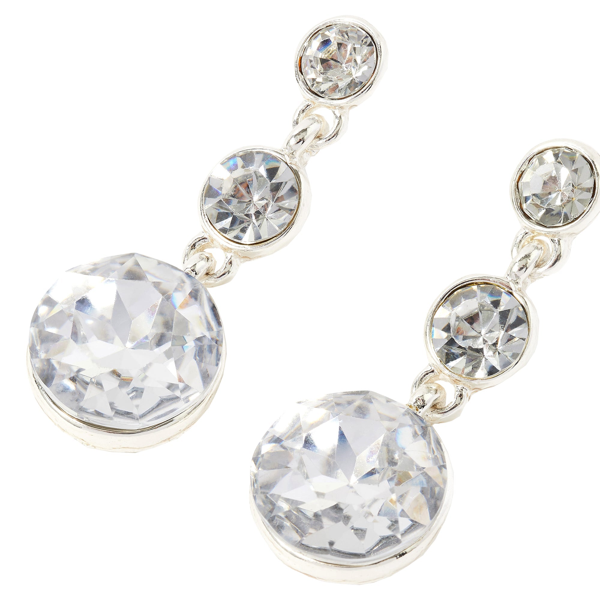 Accessorize London Women's Crystal Super Classics Trpple Gm Shrt Drop Slver