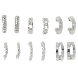 Accessorize London Women's silver Super Classics 6 X Textured Hoop Pack