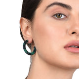 Accessorize London Women's green Willow Set of 3 Metal & Resin Hoops Earring