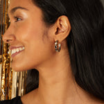 Accessorize London Women's Black Chubby gem stone hoop earrings