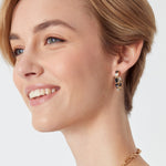 Accessorize London Women's Black Chubby gem stone hoop earrings