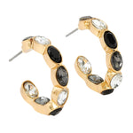 Accessorize London Women's Black Chubby gem stone hoop earrings