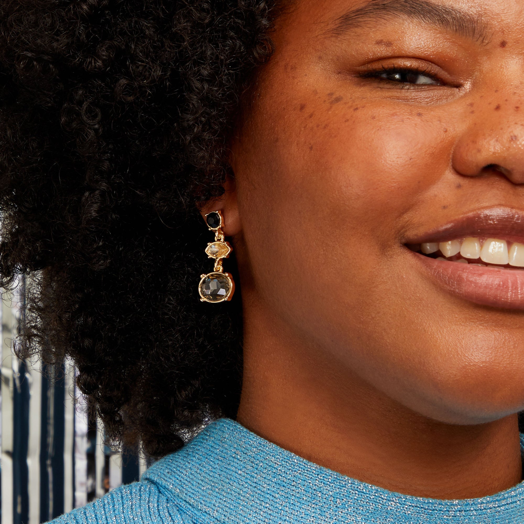 Accessorize London Women's Black Oval stud short drop earring