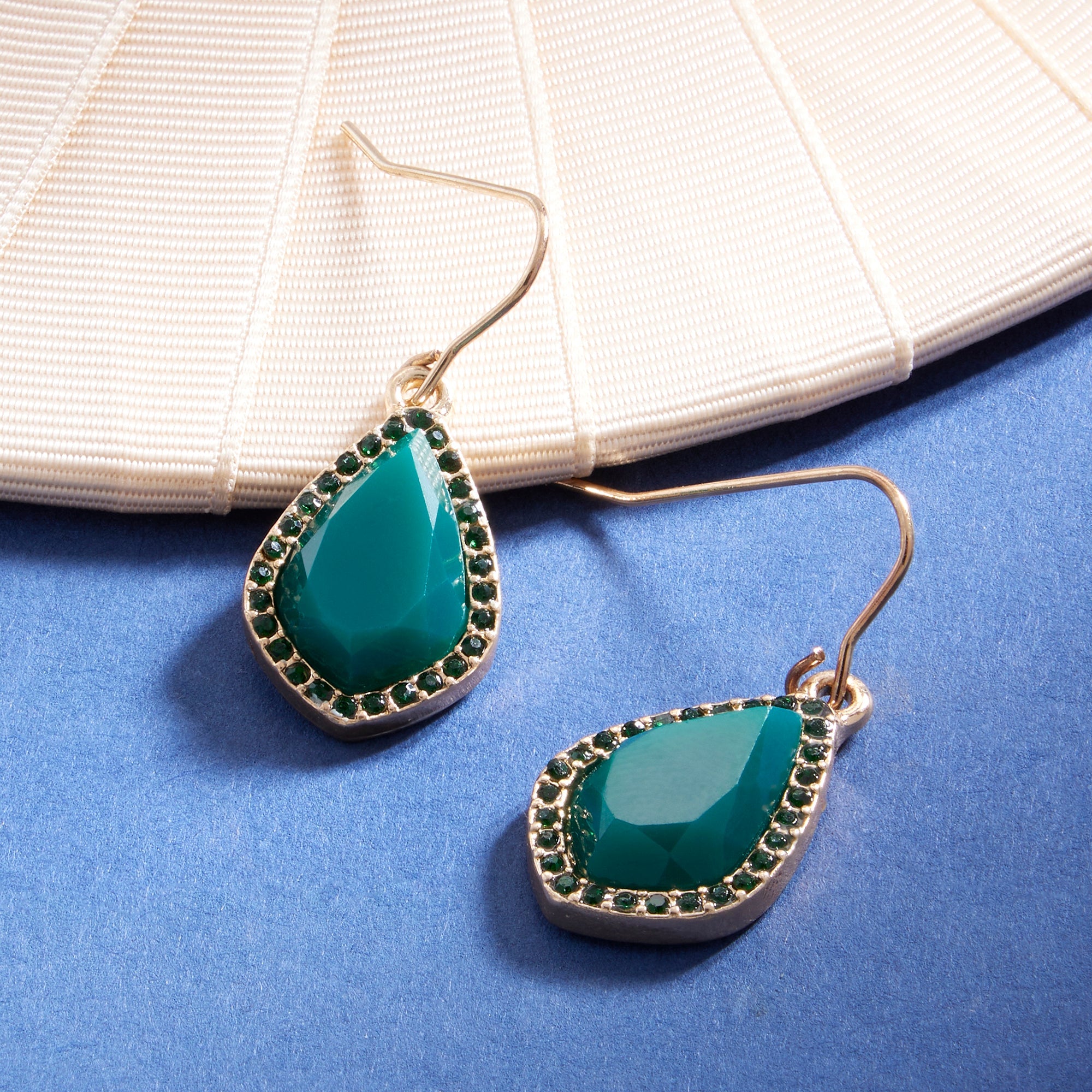 Green Turquoise Bezel Clip Back Earrings