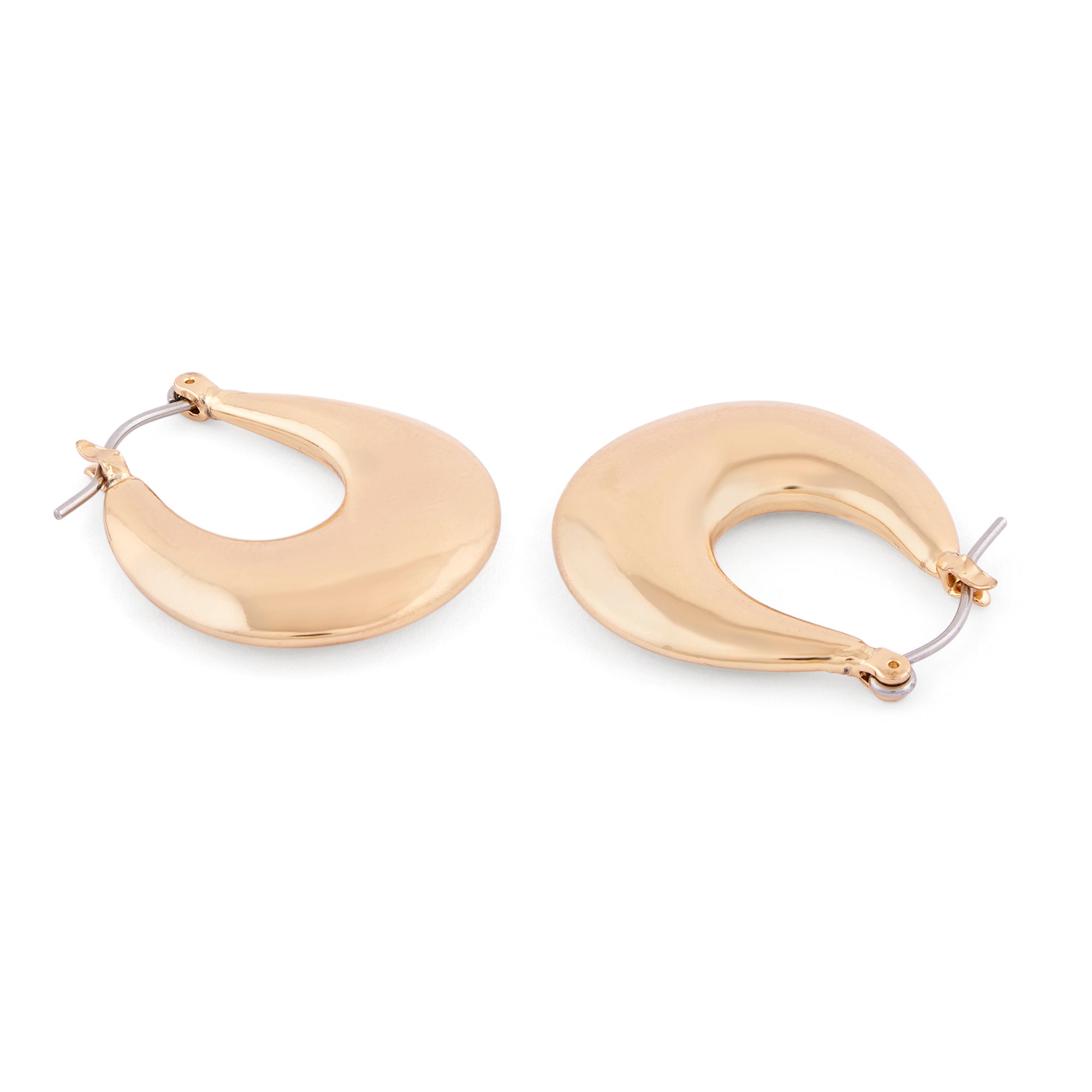 Chunky Oval Hoop Earrings  14k Gold