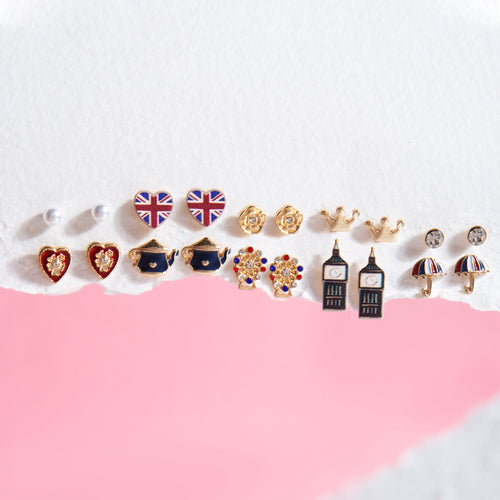Accessorize London Women's London Stud Earrings 10 Pack