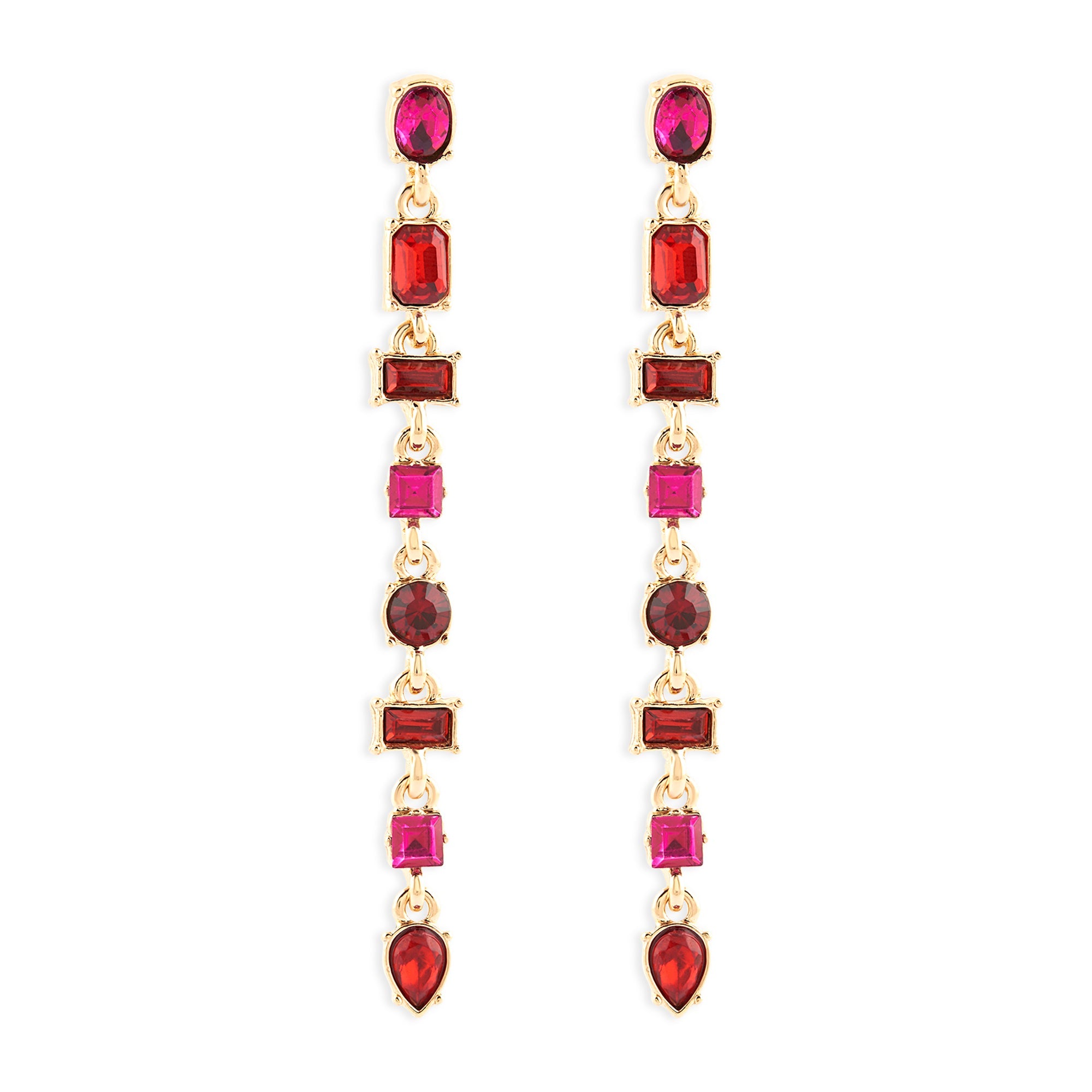 Accessorize London Women's Eclectic Gem Statement Long Drop Earring Pink